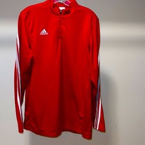 Adidas 3/4 zip athletic wear, red size Large